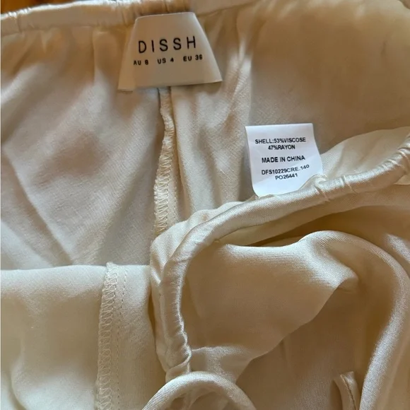 DISSH Mya Satin Cream Wide-Leg Drawstring Pants - Picture 4 of 4